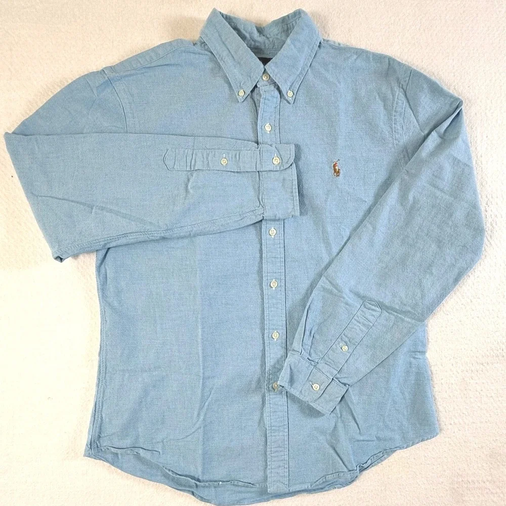 Ralph Lauren Oxford Shirt Mens XL Slim Fit Stretch Long Sleeve Blue